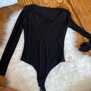 Black v neck bodysuit